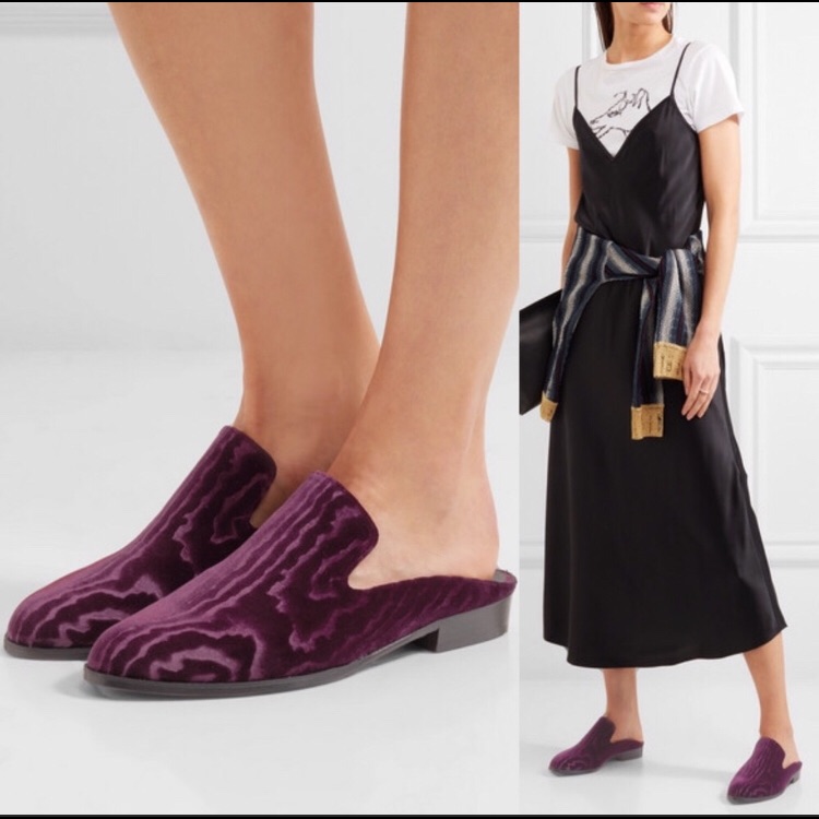 Nwt Authentic Robert Clergerie Velvet Mules